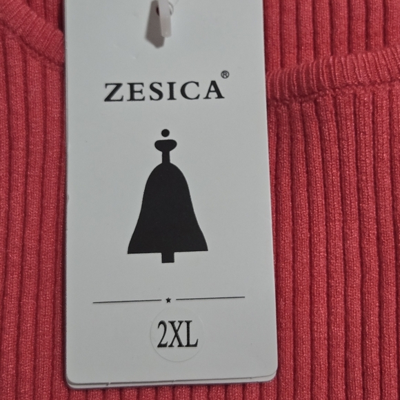 Zesica Womens Watermelon Pink Ribbed Fitted Base Layer Long Sleeve Top Size XXL - Picture 5 of 7